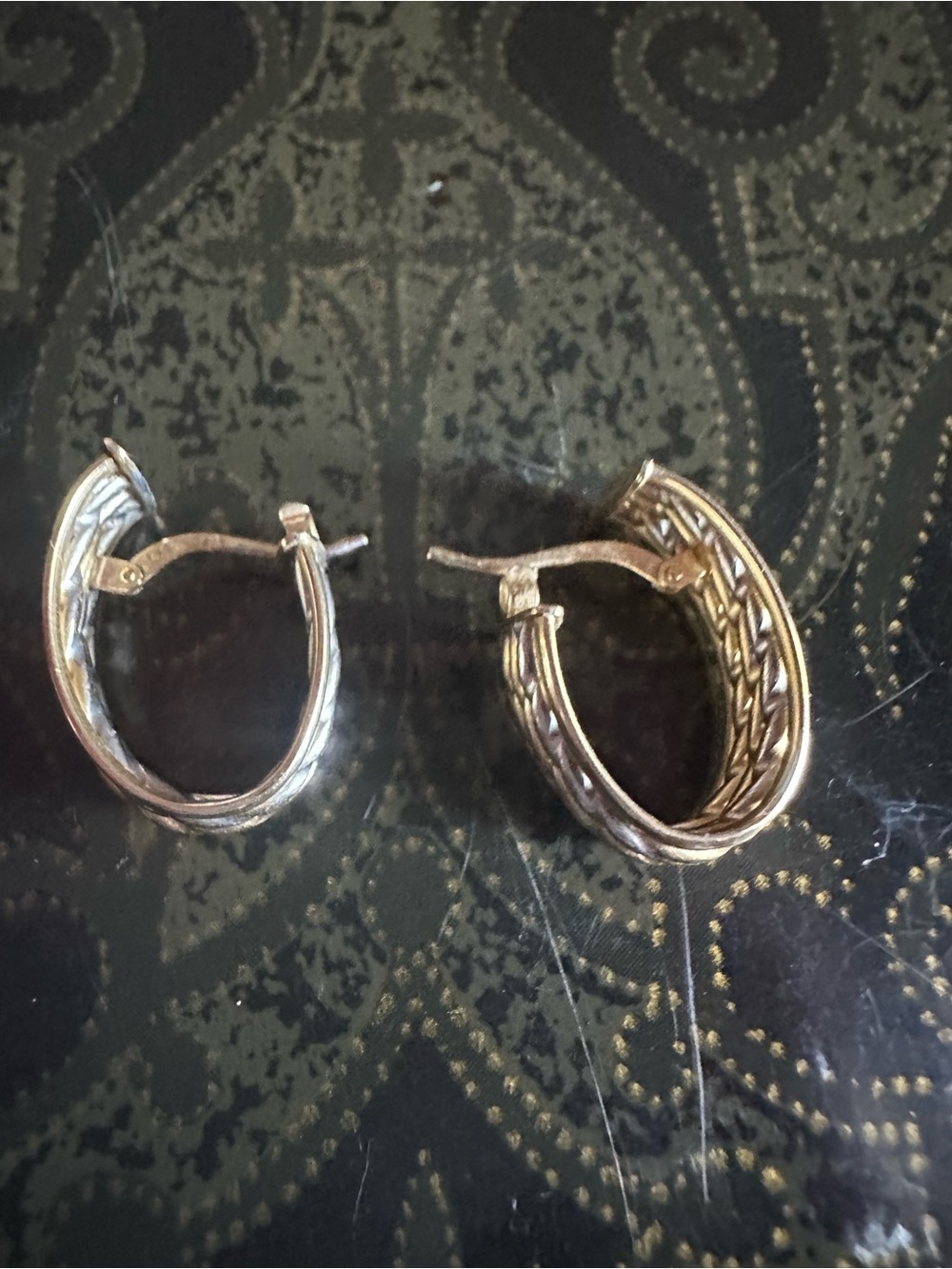 14k solid Gold Braided Hoop Earrings - Picture 4 of 7